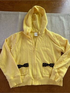 Gymboree Yellow Hooded Zip-Up Sweatshirt with Polka Dot Bow Pockets
